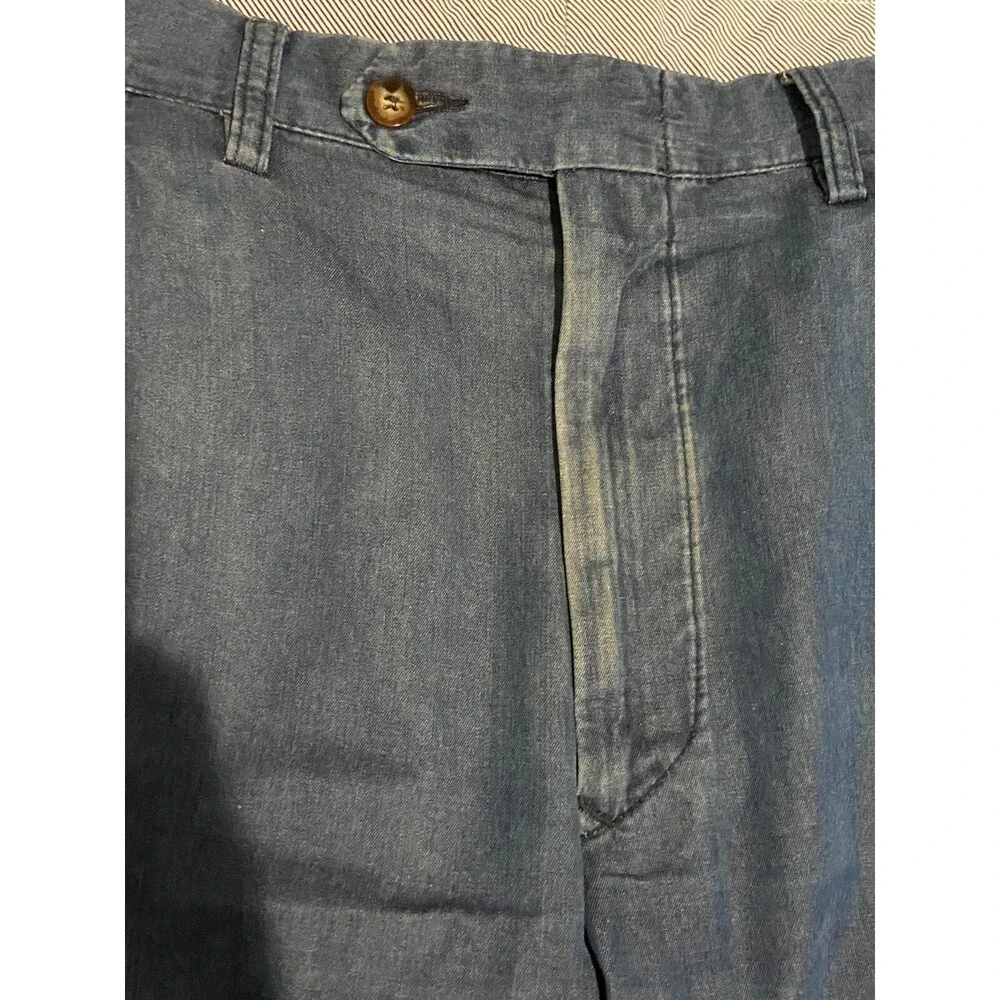 Tincati Milano Mens Italian Cotton Chambray Trouser Size 40 Blue Tailored Luxury